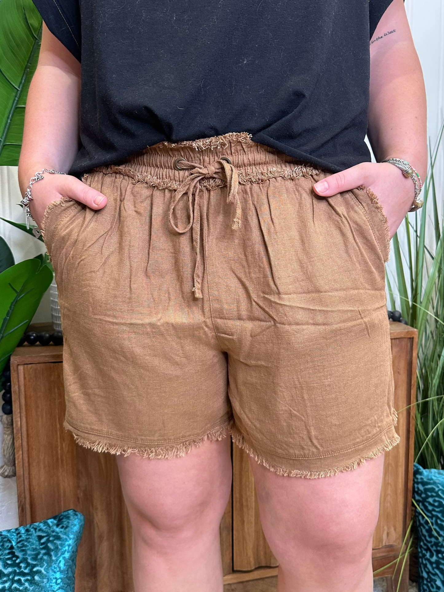 Camel Drawstring Shorts