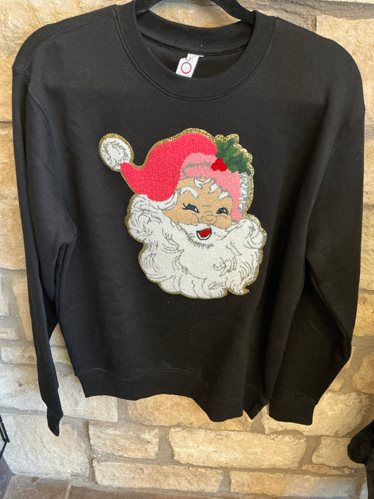Santa on black sweatshirt