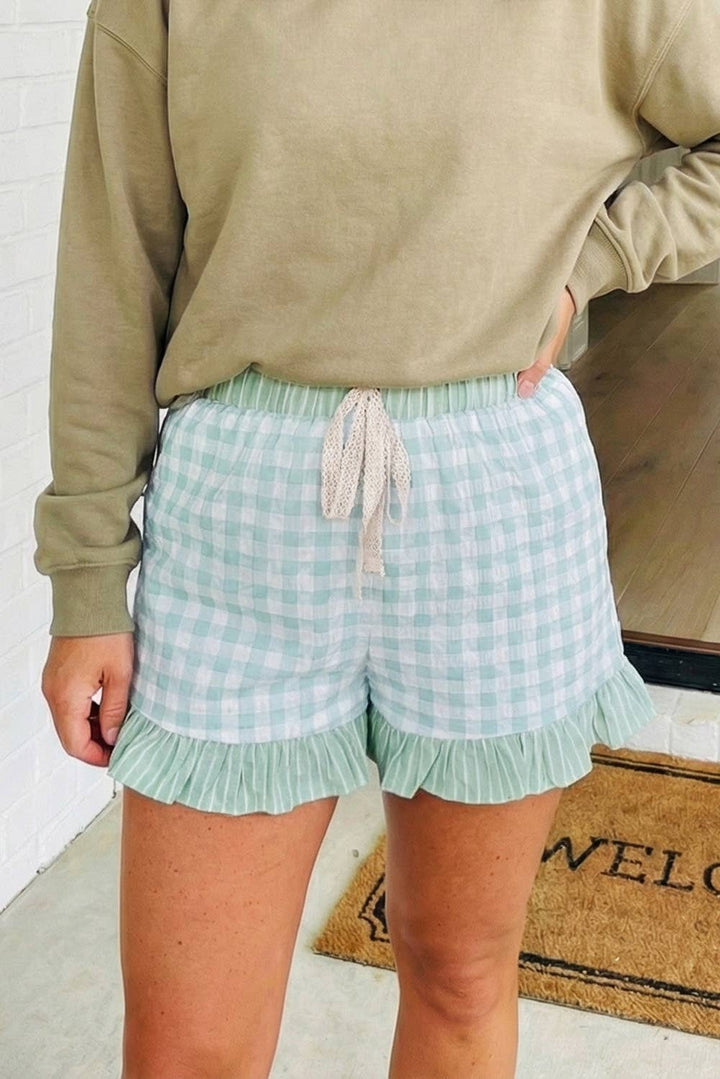 Gingham Print Ruffled Shorts