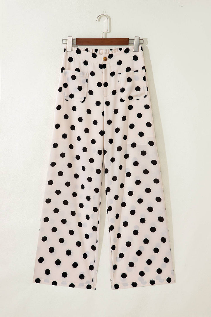 Polka Dot Patched Pocket Ankle Loose Pants S-4X