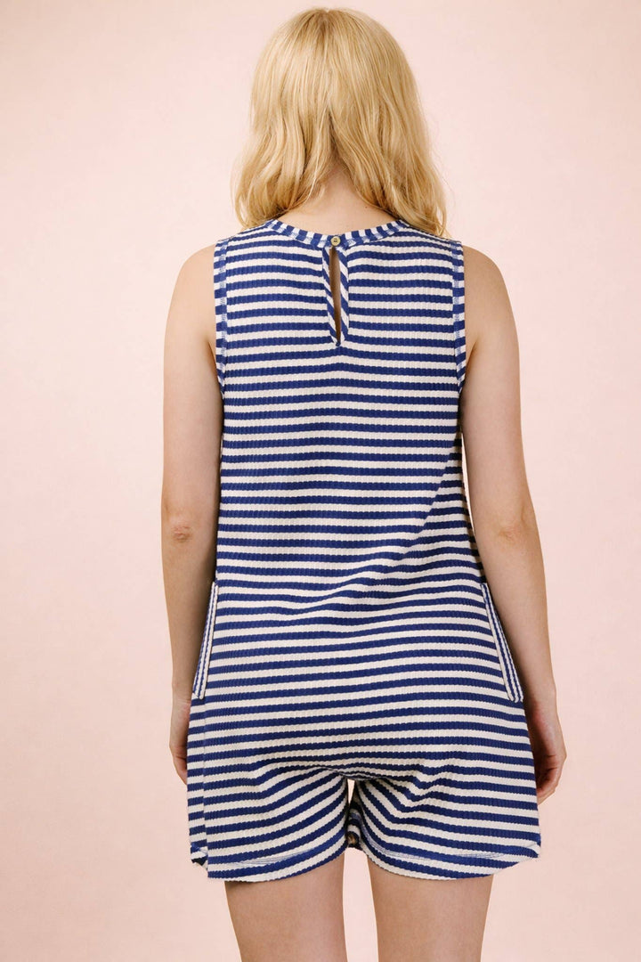 Striped Knit Casual Comfy Romper
