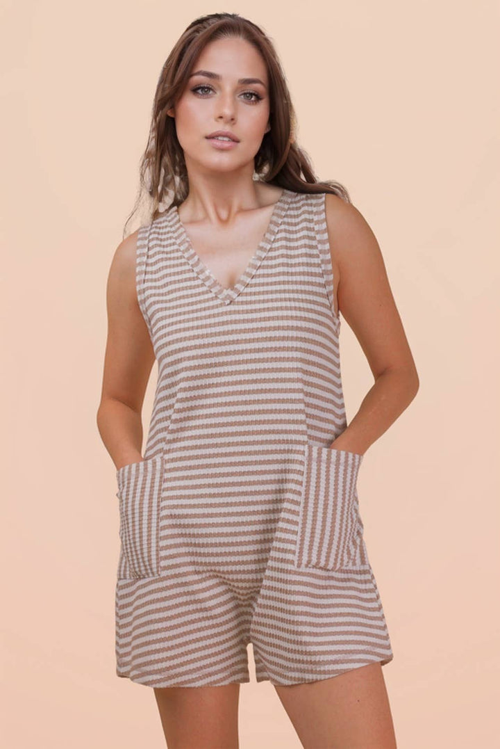 Striped Knit Casual Comfy Romper