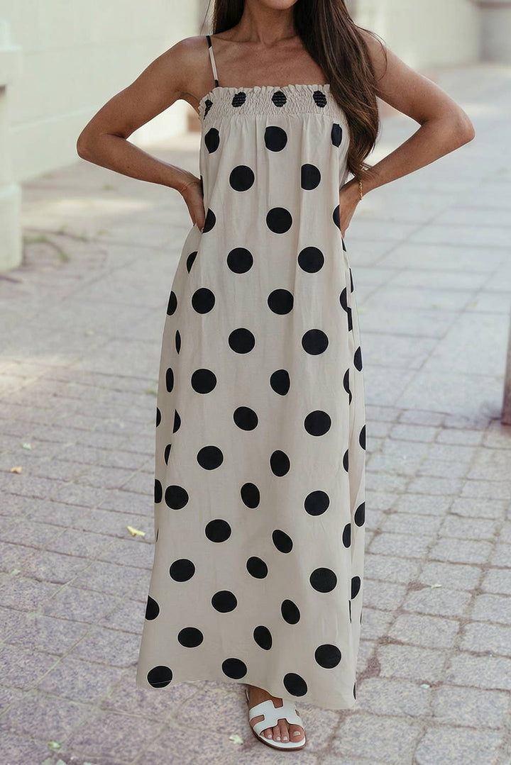 Polka Dot Spaghetti Straps Maxi Dress