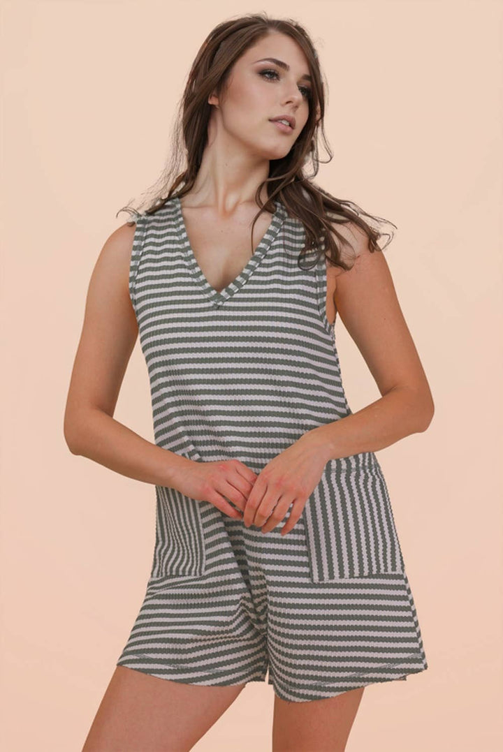Striped Knit Casual Comfy Romper