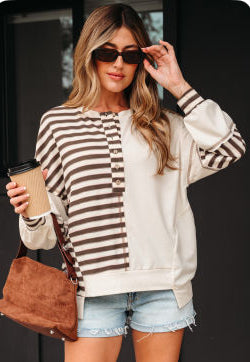 Khaki striped colorblock