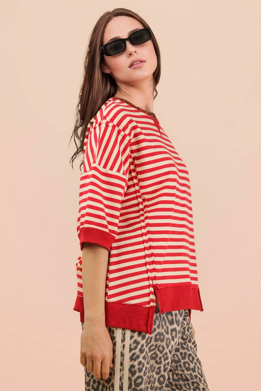 Oversized Stripe Casual Knit Top