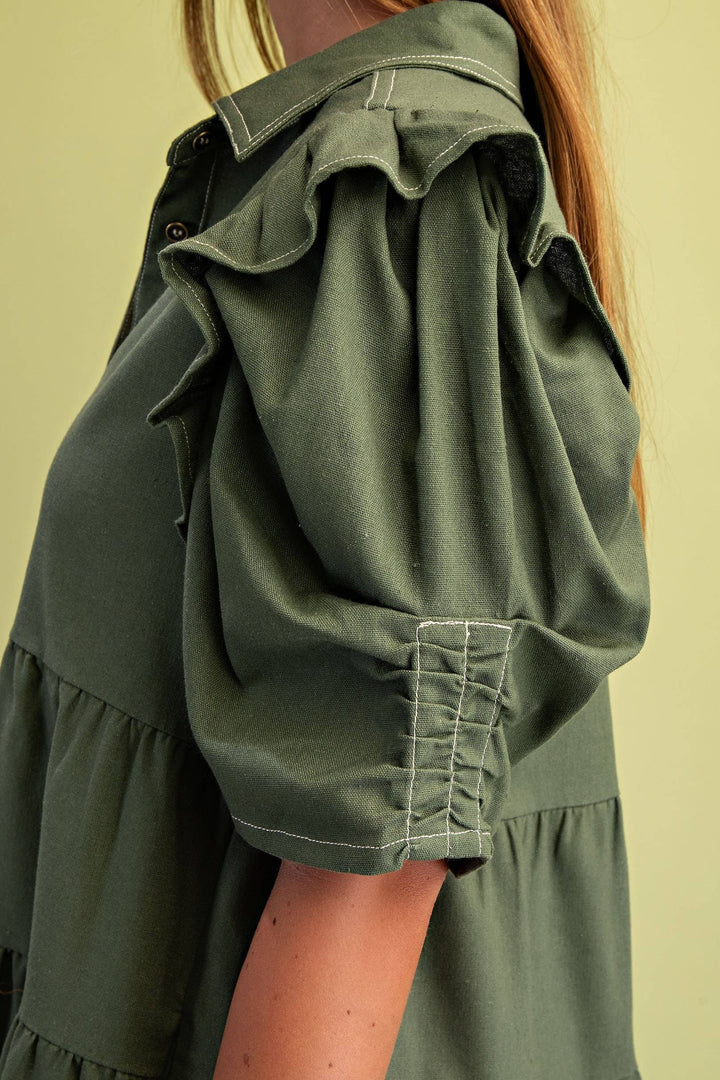 Linen Button Up Shirt Dress