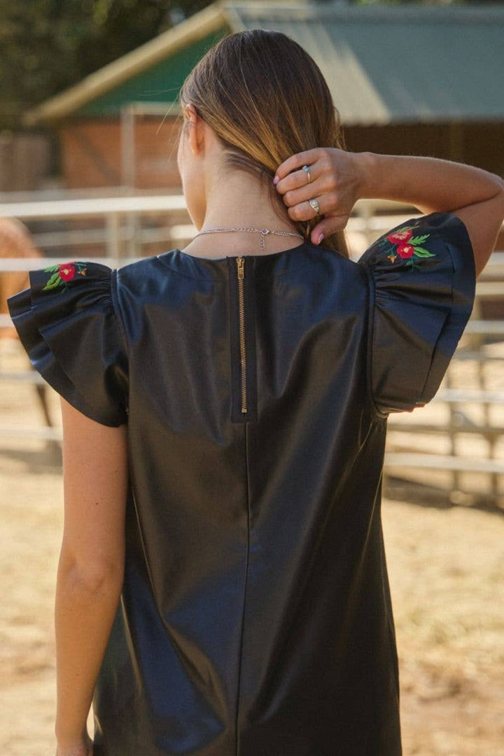 Faux Leather Shift Mini Dress