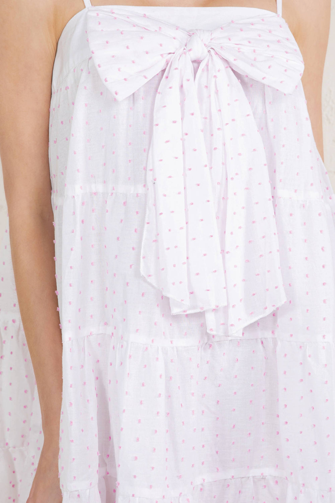 Bow Front Tiered Babydoll Mini Dress