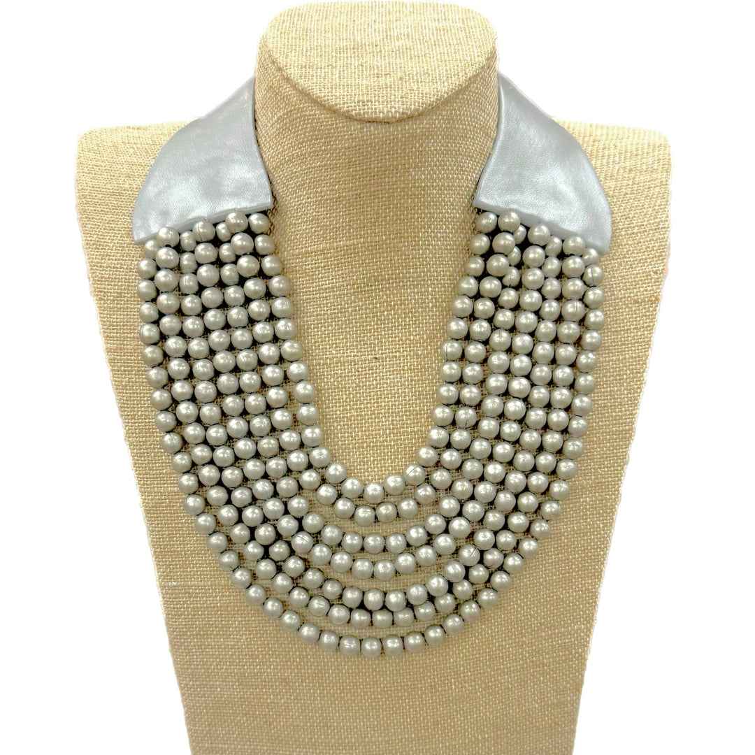 7 Strand Faux Navajo Pearl Necklace with Magnetic Clasp