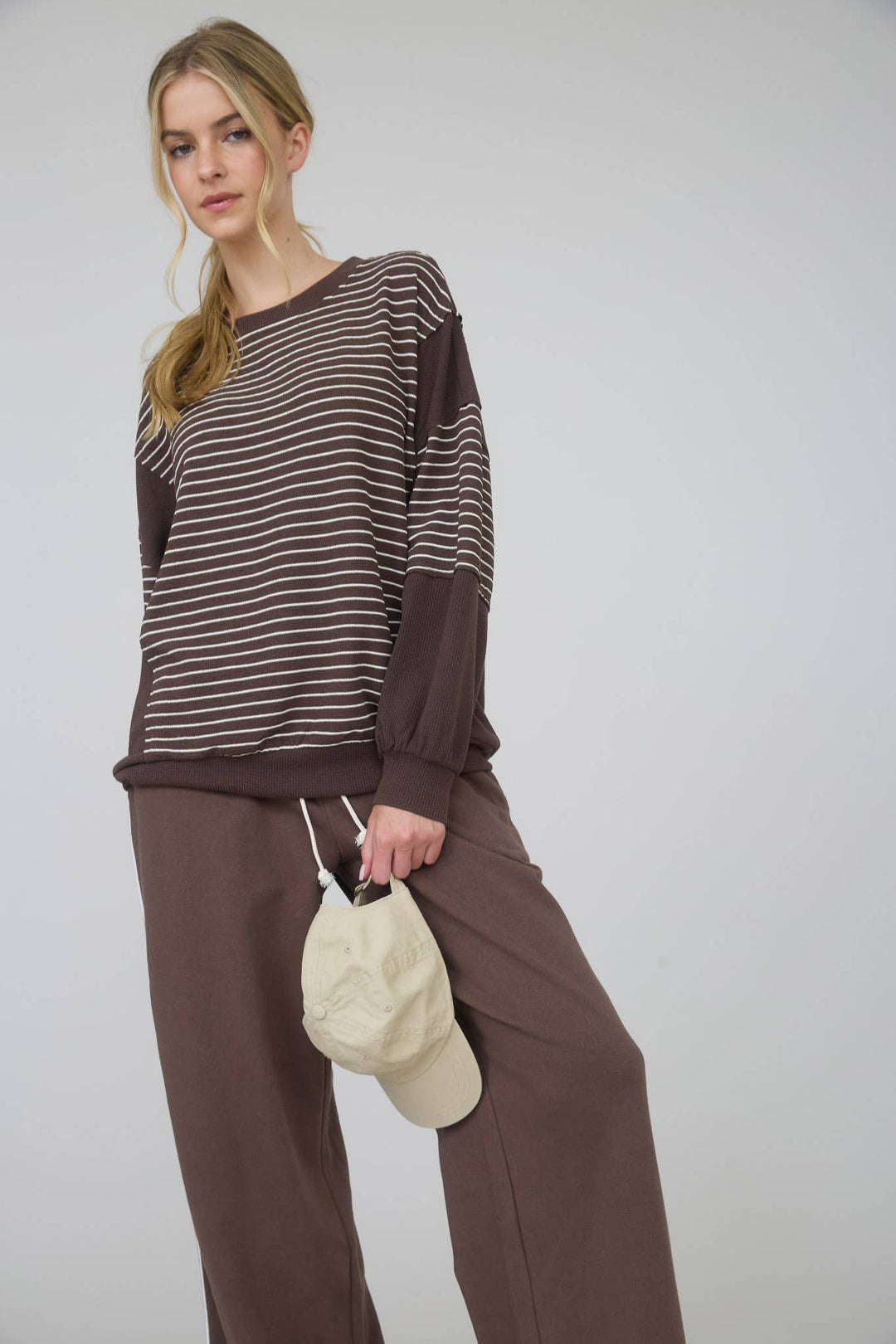 FOLD OVER DRAWSTRING WAIST WIDE LEG LOUNGE PANTS