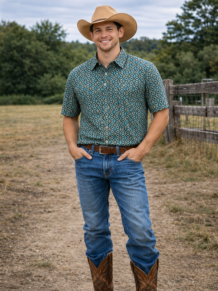 Men's Western Knit Polo with Snaps