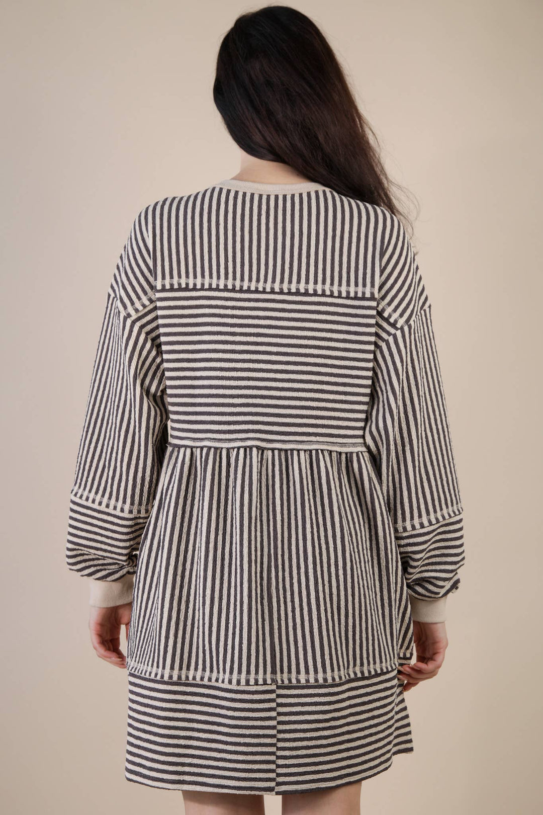 Black & white Striped Casual Knit Mini Dress