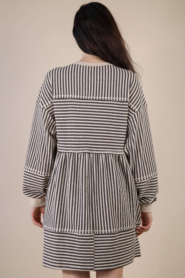 Black & white Striped Casual Knit Mini Dress