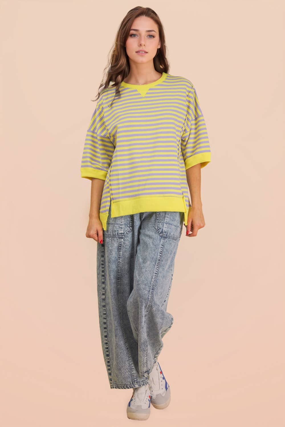 Oversized Stripe Casual Knit Top