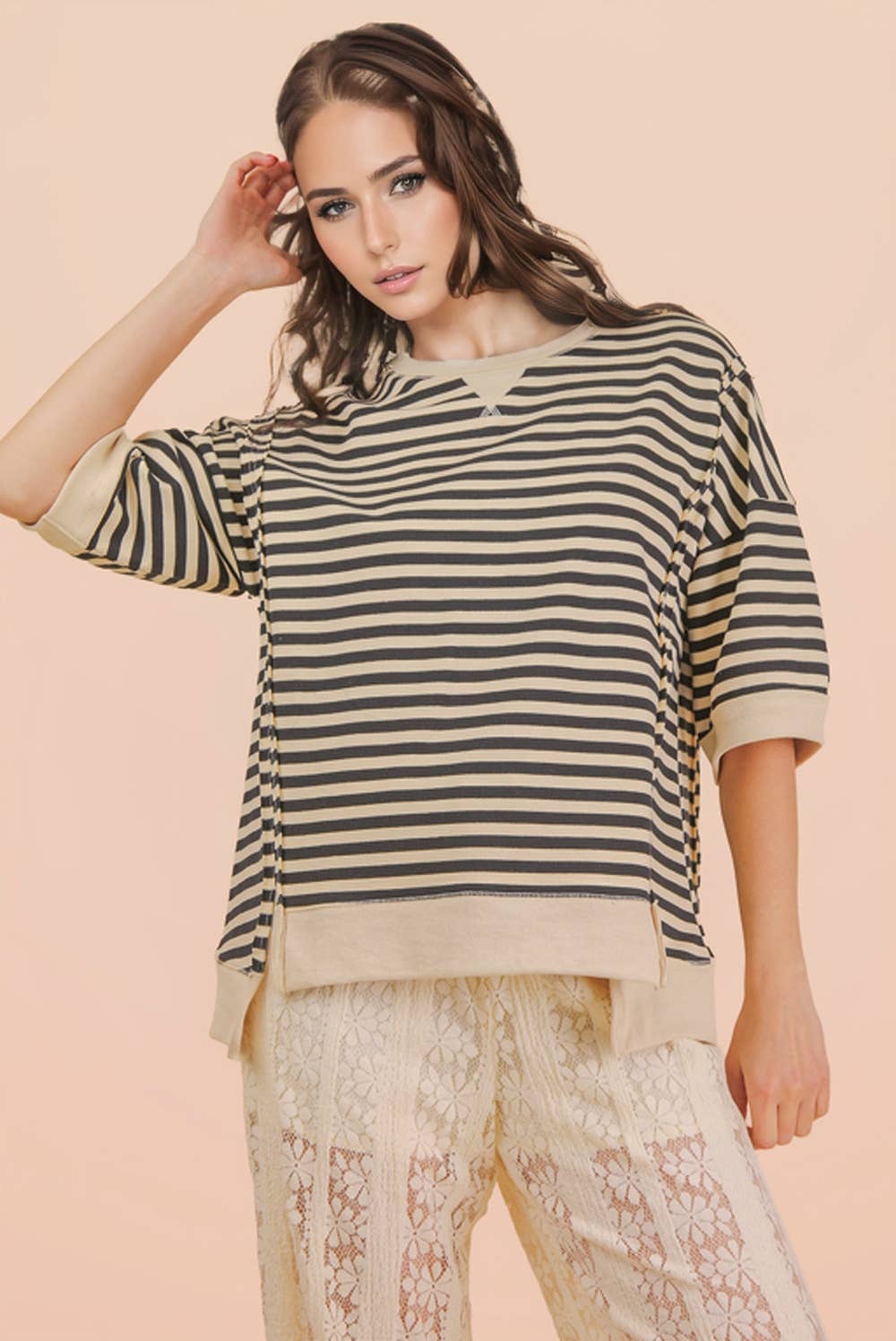 Oversized Stripe Casual Knit Top