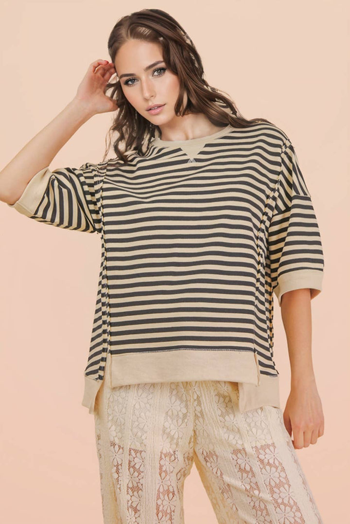 Oversized Stripe Casual Knit Top