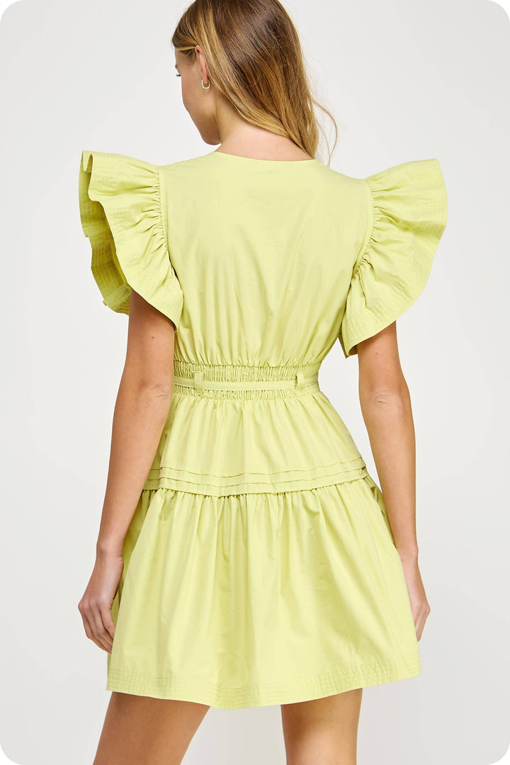 Flutter Sleeve Poplin Mini Dress