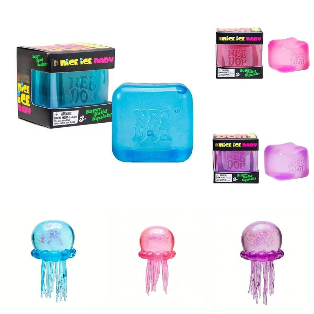 Nice Cube and Jellyfish Squishy Sensory Stress Relief Toys in Box Squeeze Fidget Toy