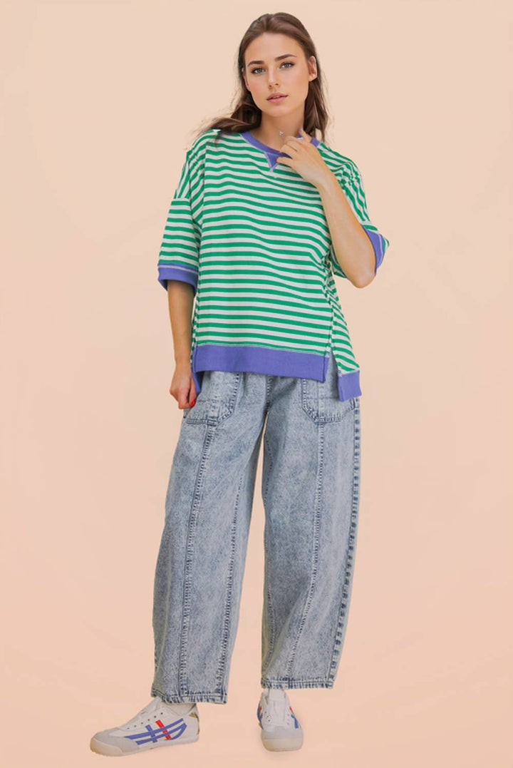 Oversized Stripe Casual Knit Top