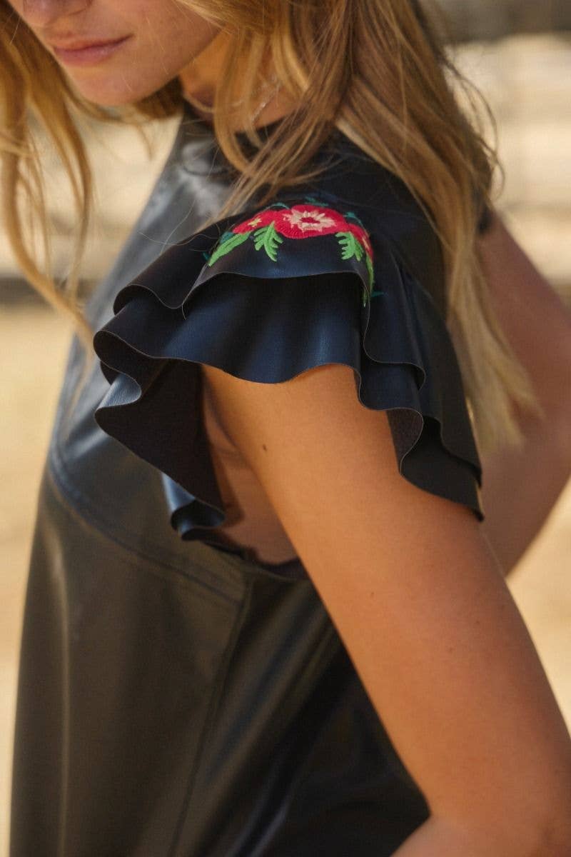 Faux Leather Shift Mini Dress
