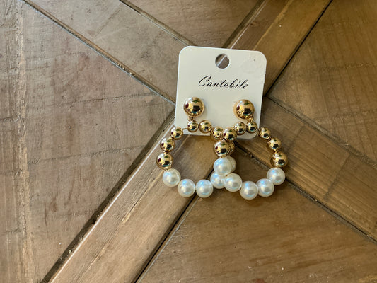 Gold hoops with pearls