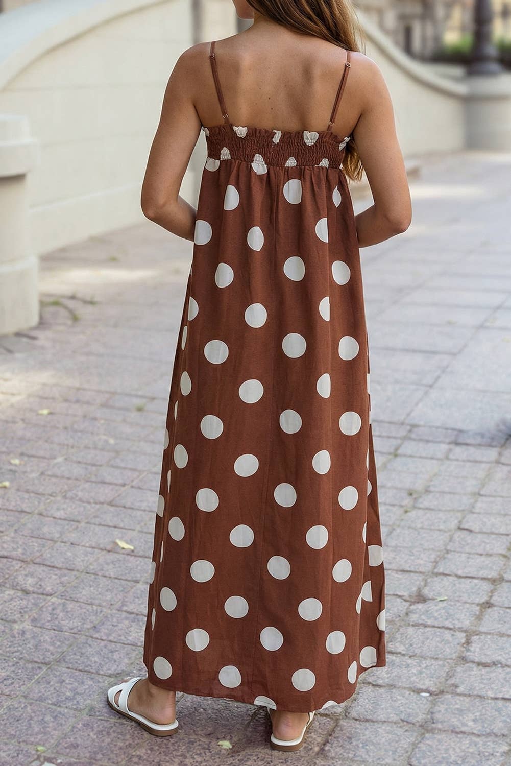 Polka Dot Spaghetti Straps Maxi Dress