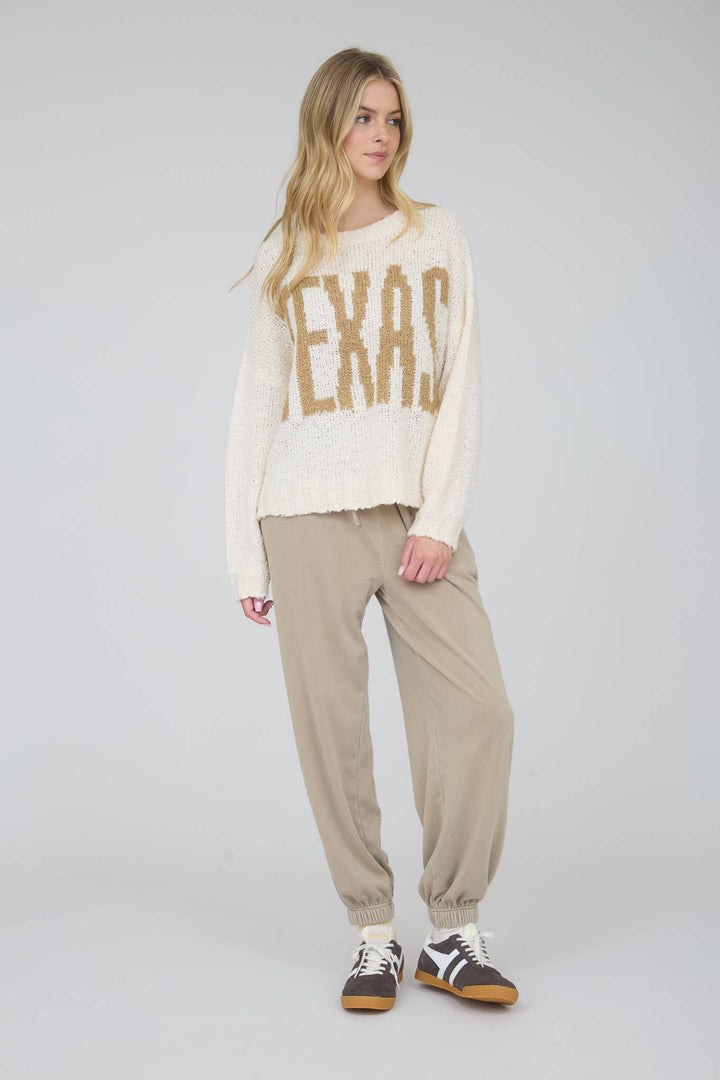TEXAS CHUNKY KNIT LONG SLEEVE PULLOVER SWEATER