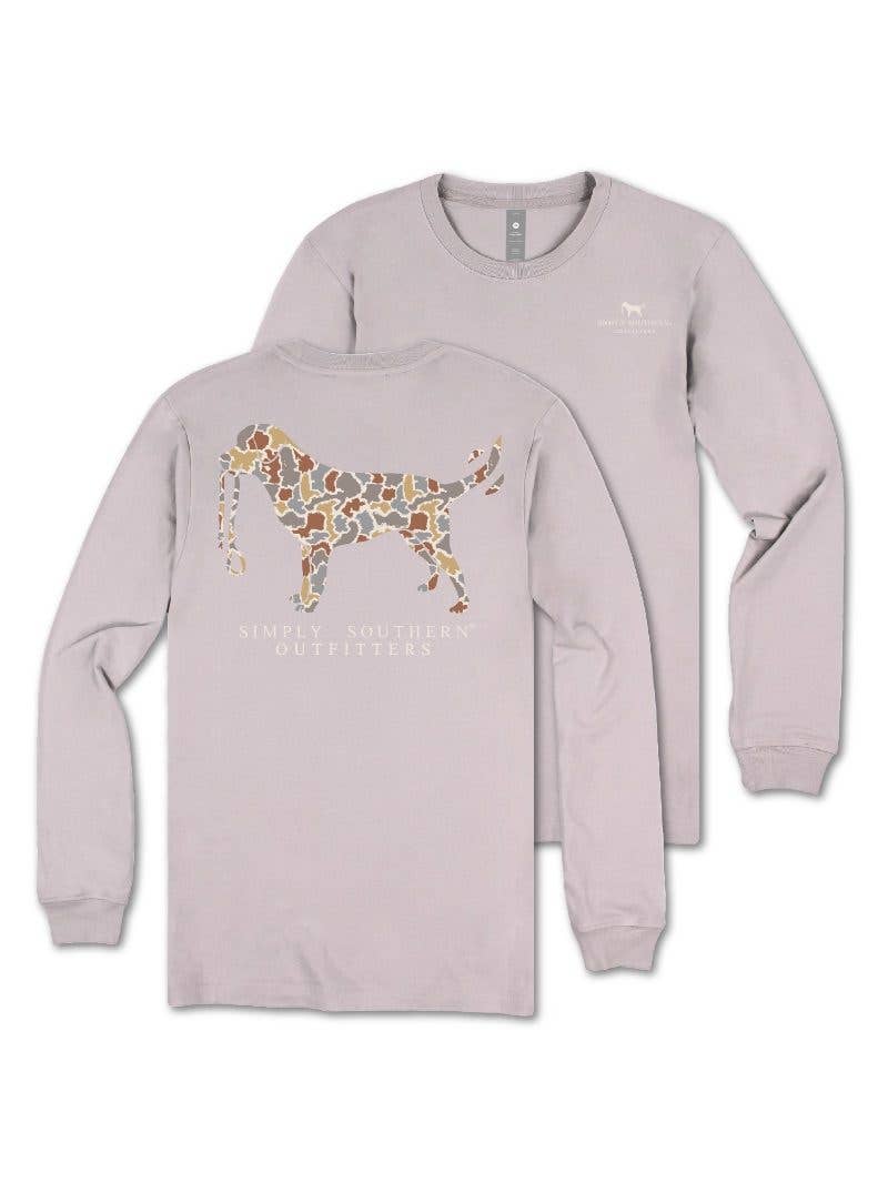 Men Long Sleeve Camo Dog Tee