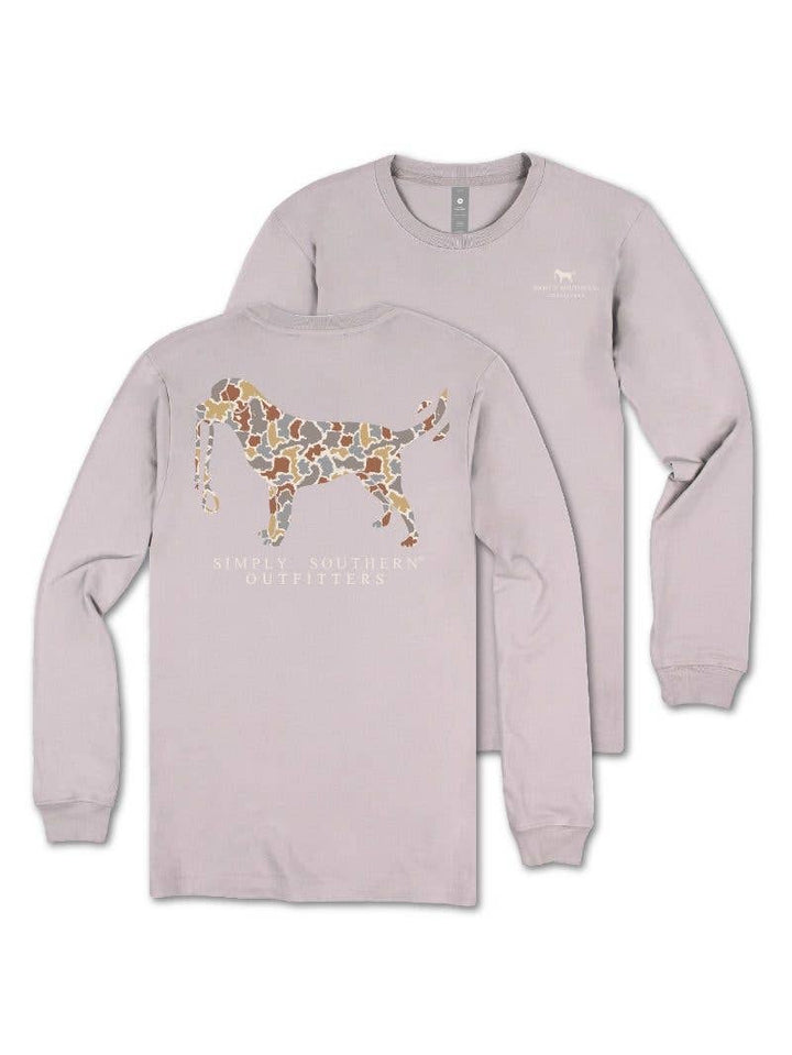Men Long Sleeve Camo Dog Tee