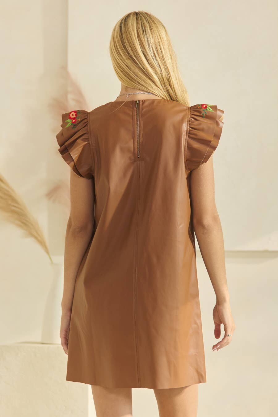 Faux Leather Shift Mini Dress