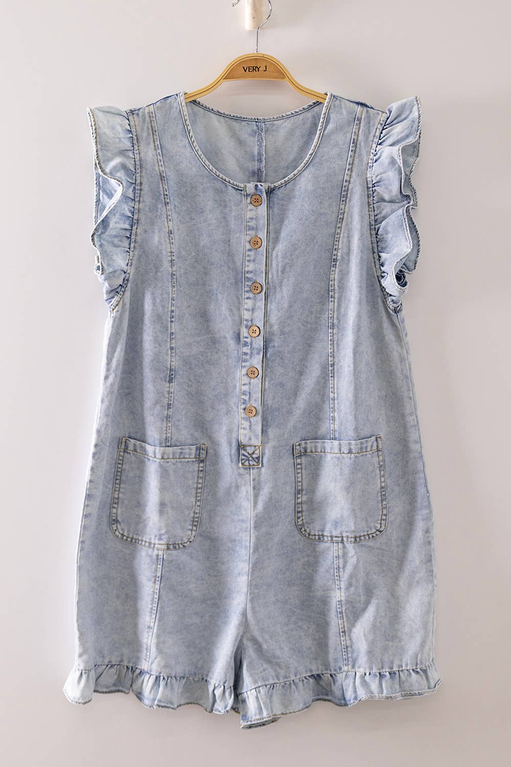 Ruffle Denim Romper