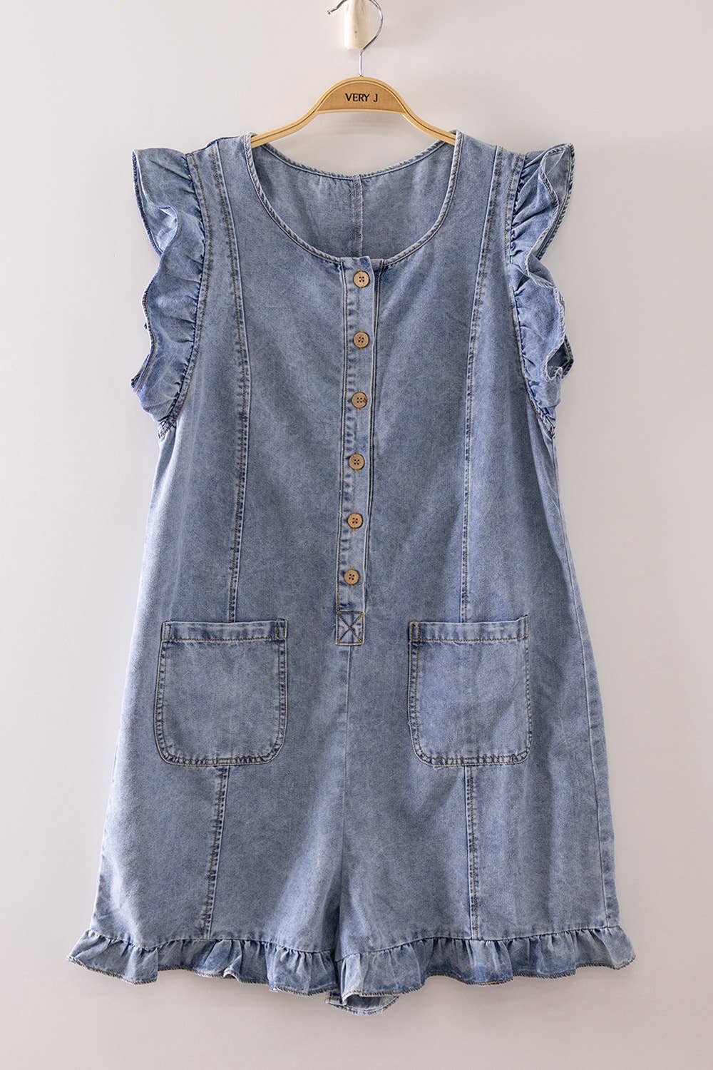 Ruffle Denim Romper