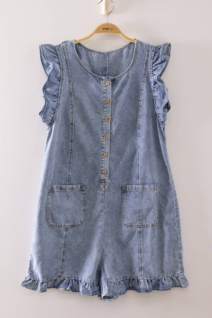 Ruffle Denim Romper
