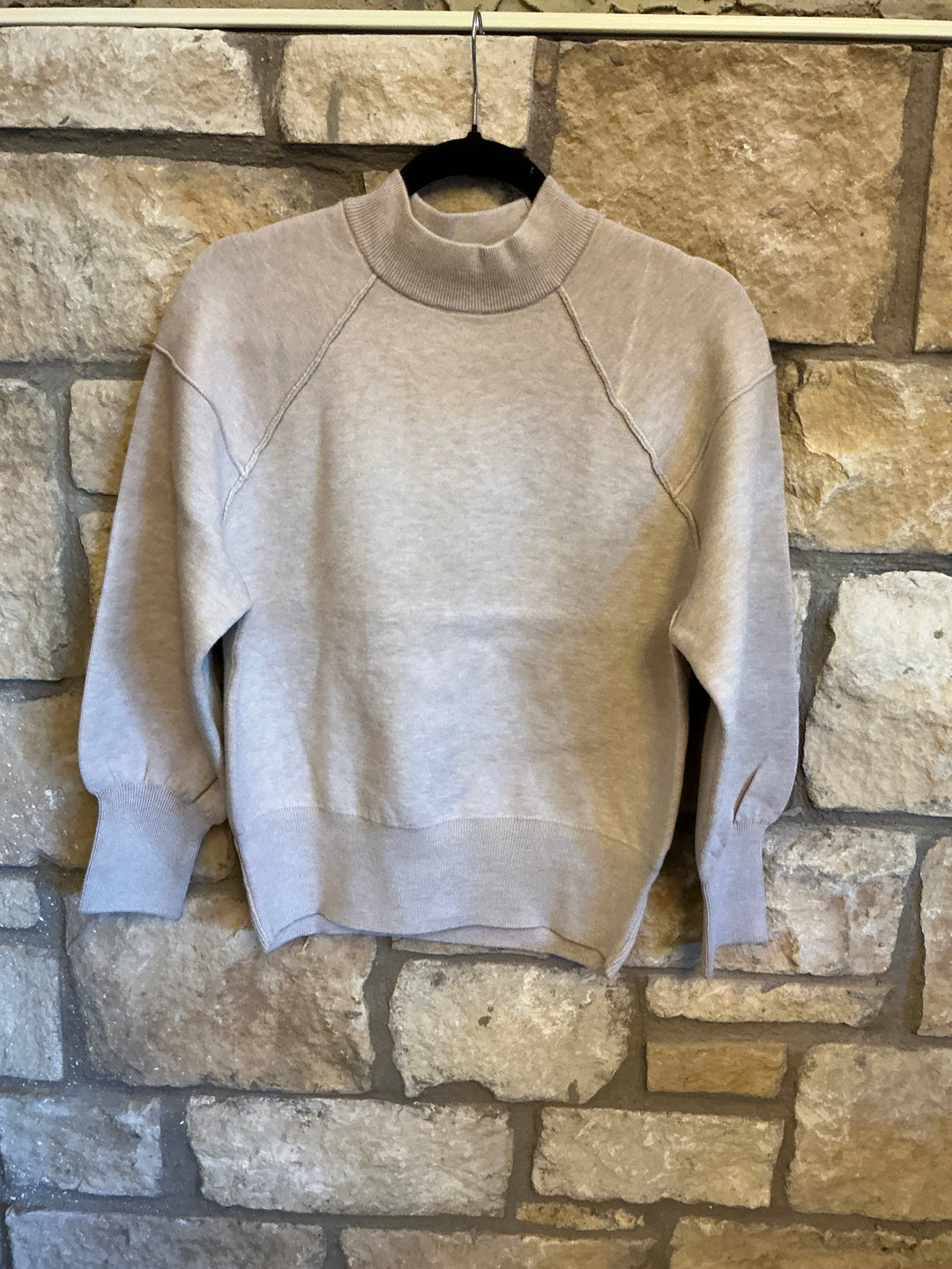 Heather Beige Mock Neck Sweater