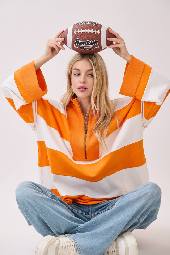 Varsity Stripe Zip Pullover