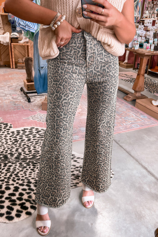 Leopard wide leg pants