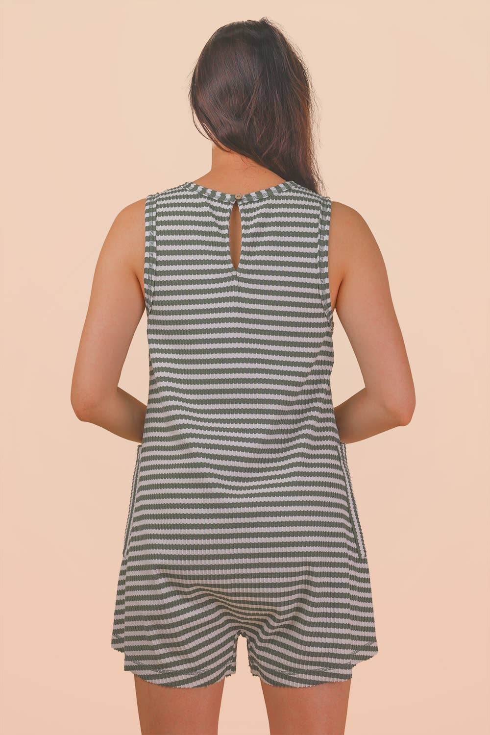Striped Knit Casual Comfy Romper