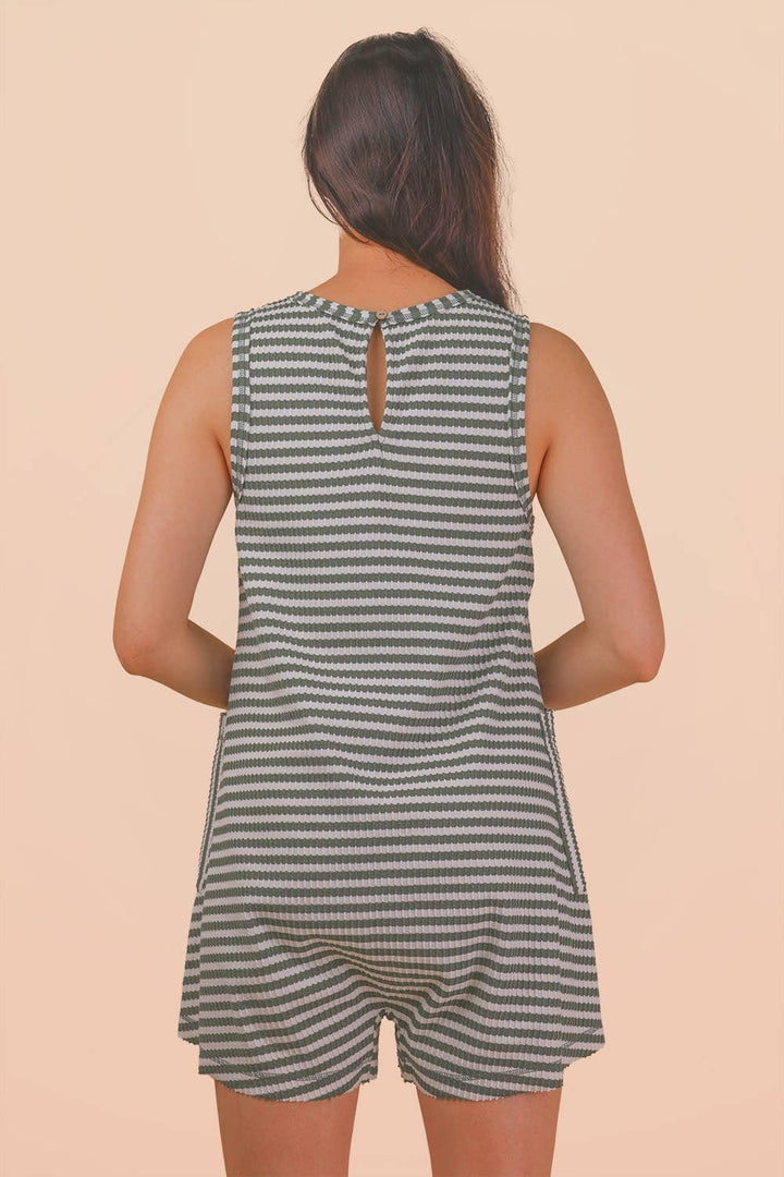 Striped Knit Casual Comfy Romper