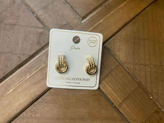 Gold double hoops earrings