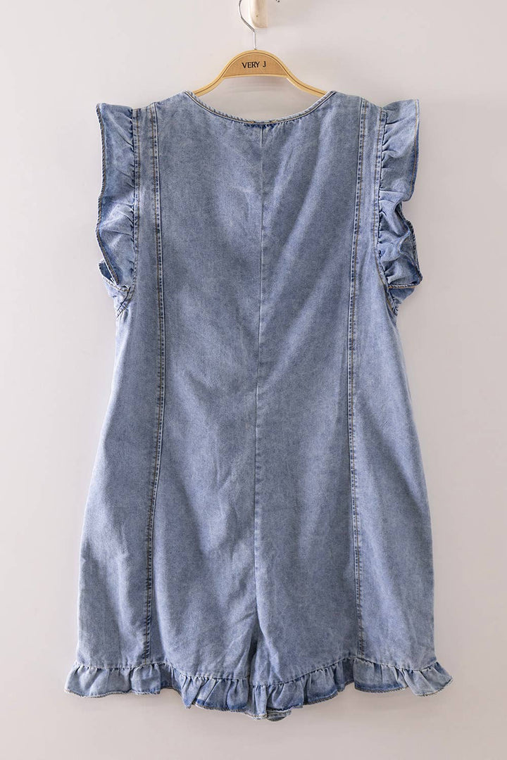 Ruffle Denim Romper