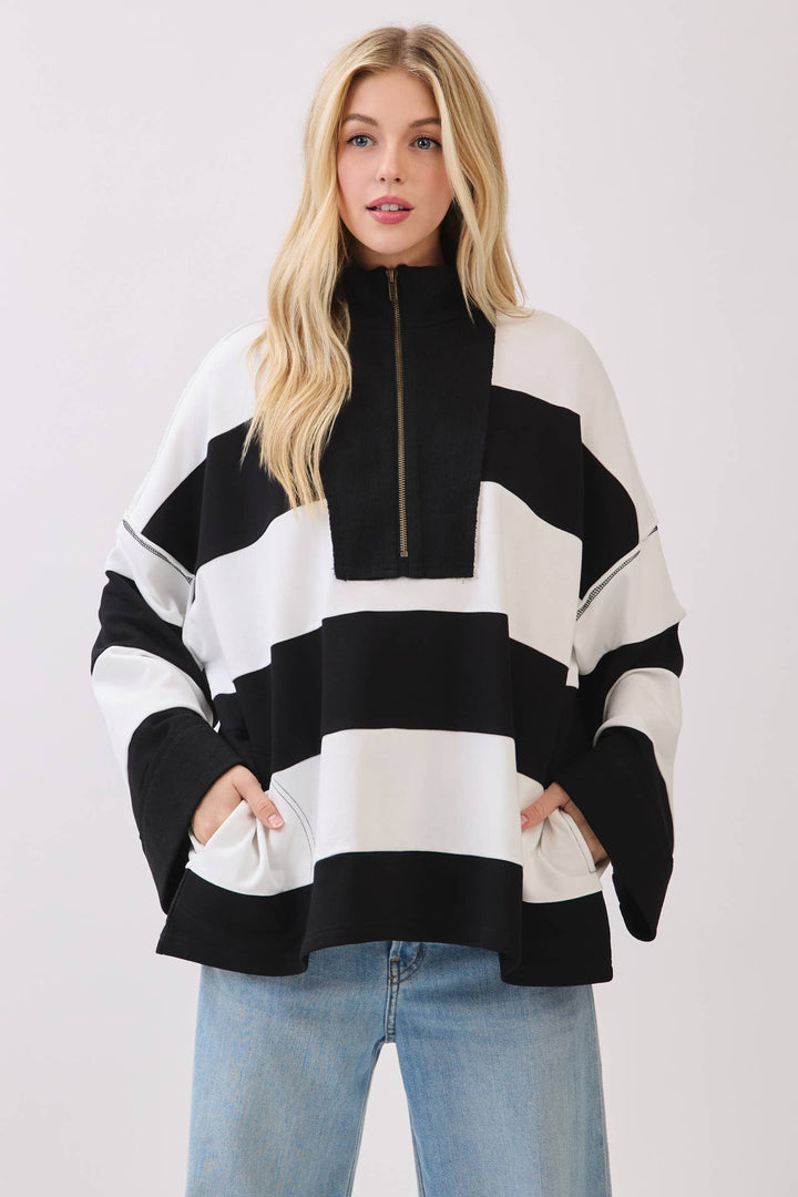 Varsity Stripe Zip Pullover