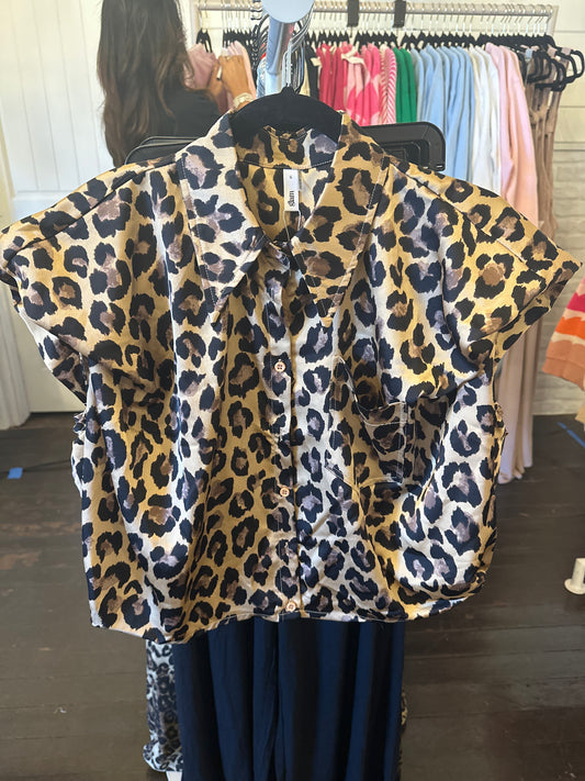 Leopard Bubble hem top