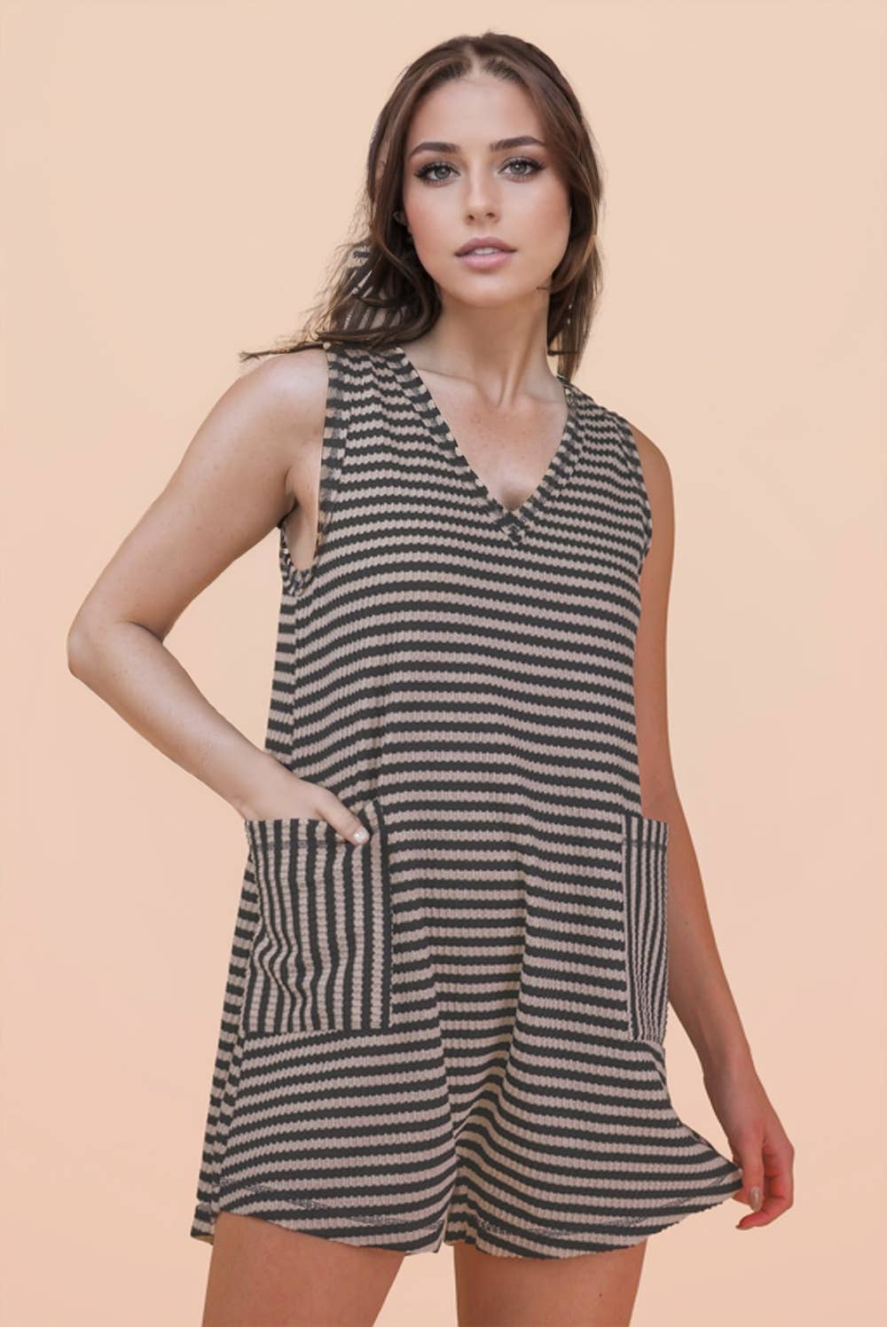 Striped Knit Casual Comfy Romper