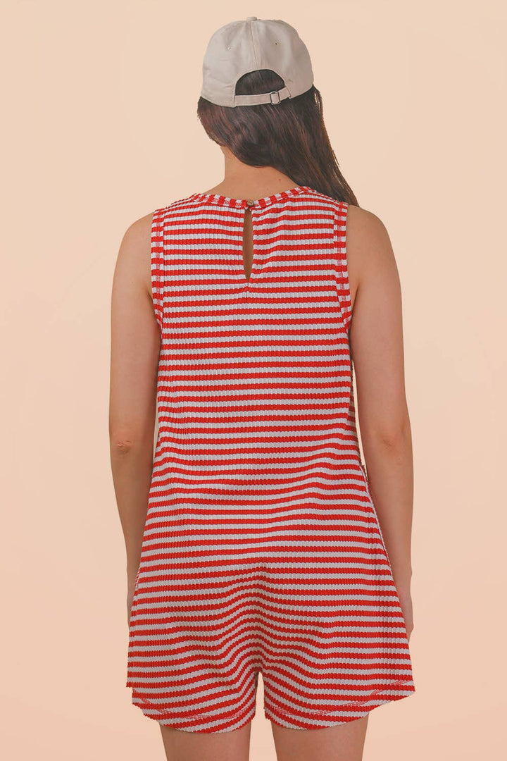 Striped Knit Casual Comfy Romper