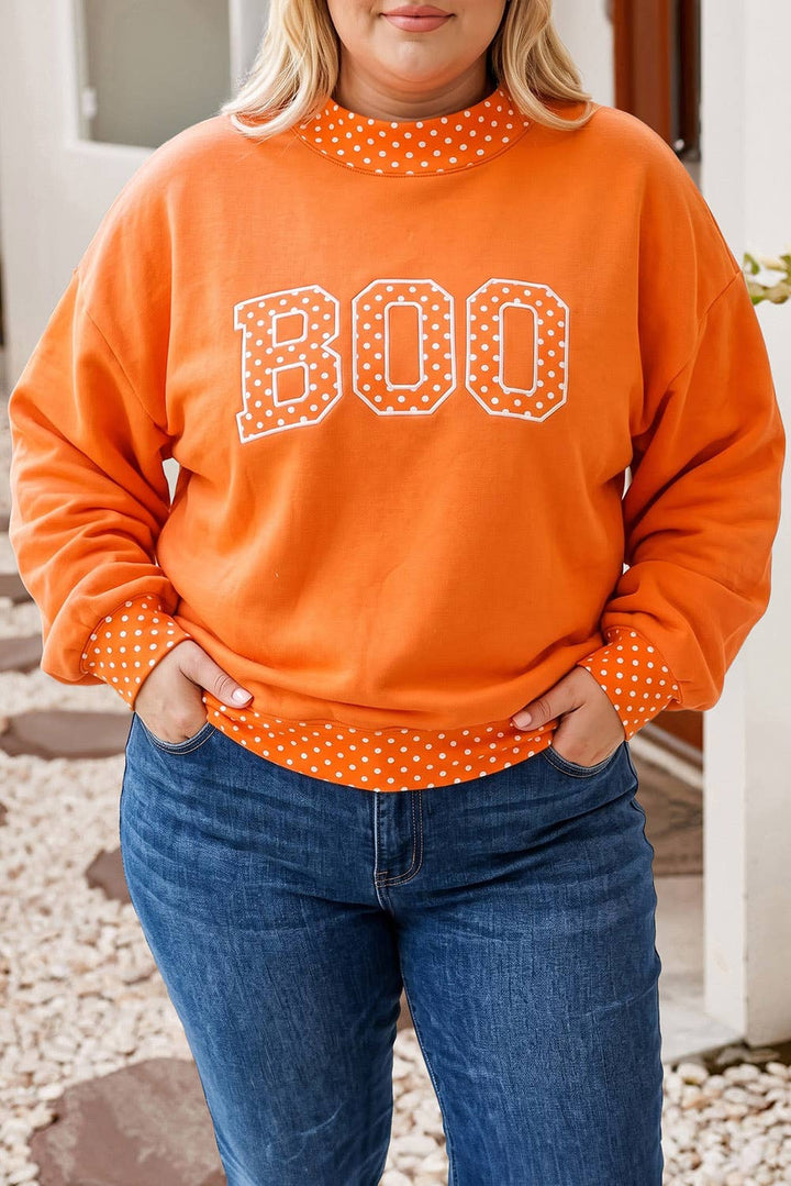 Polka Dot Contrast Holiday Mock Neck Sweatshirt