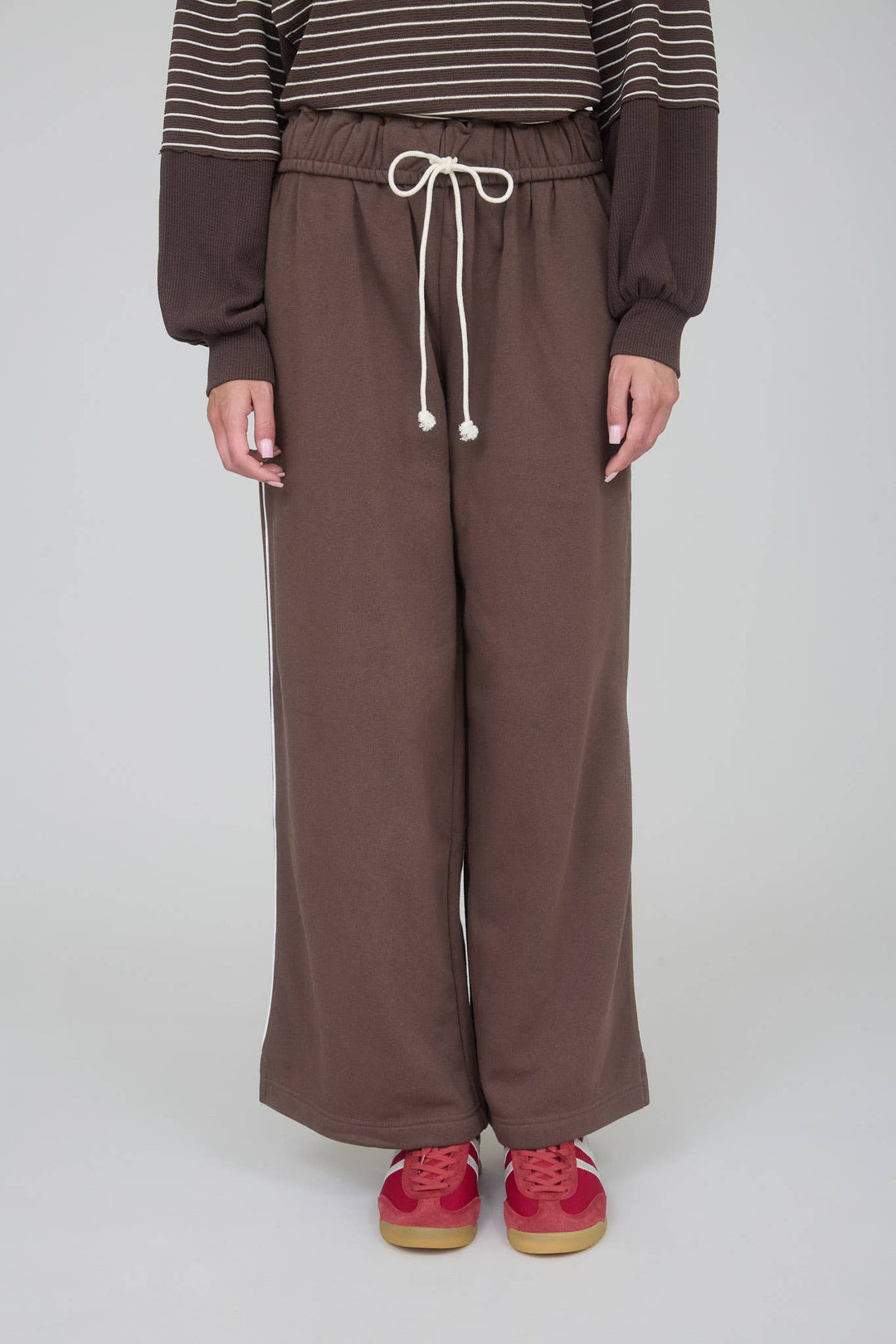 FOLD OVER DRAWSTRING WAIST WIDE LEG LOUNGE PANTS