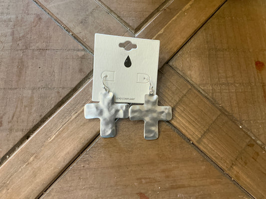 Silver cross earrings