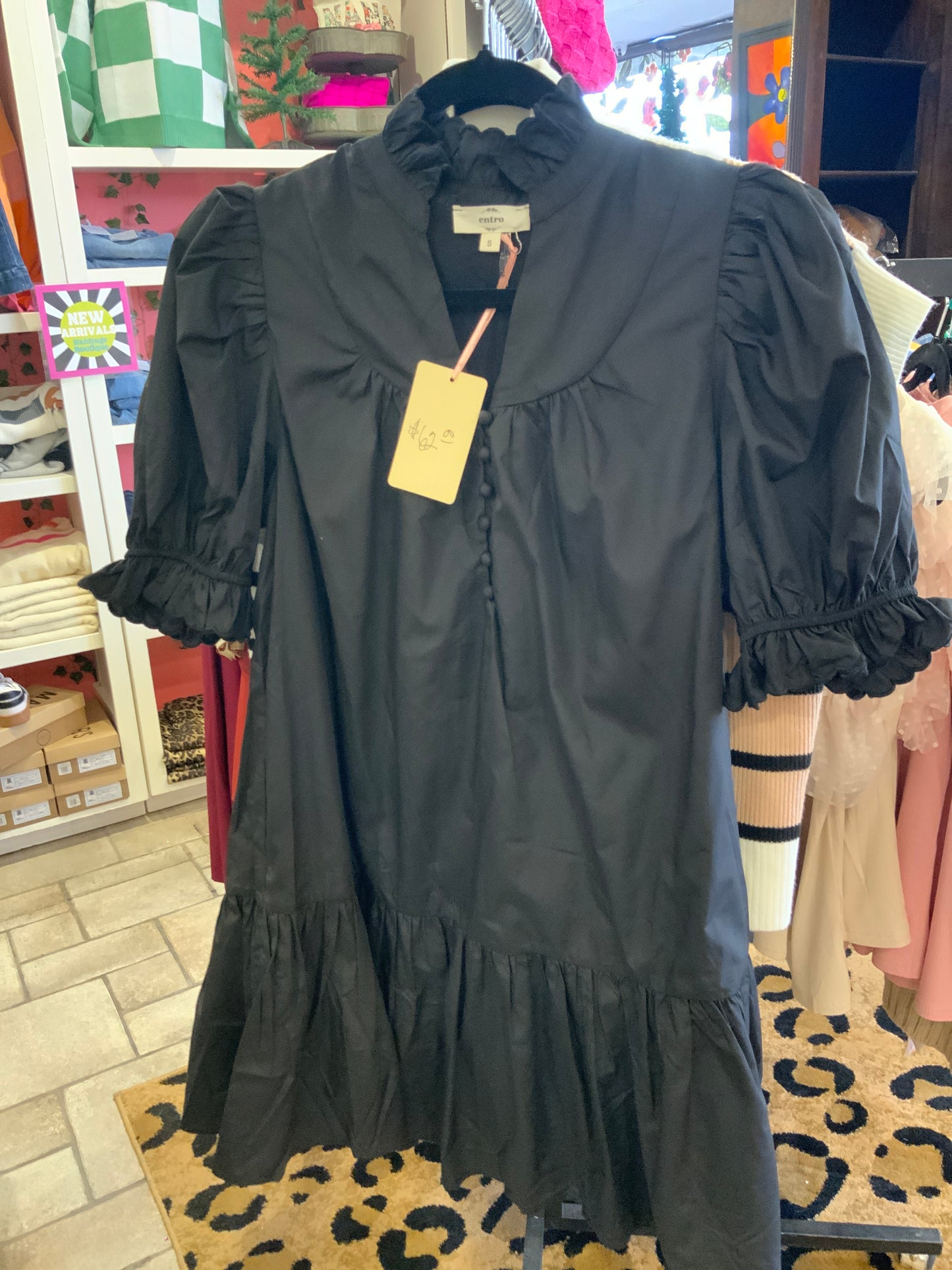 Black bubble sleeve dress