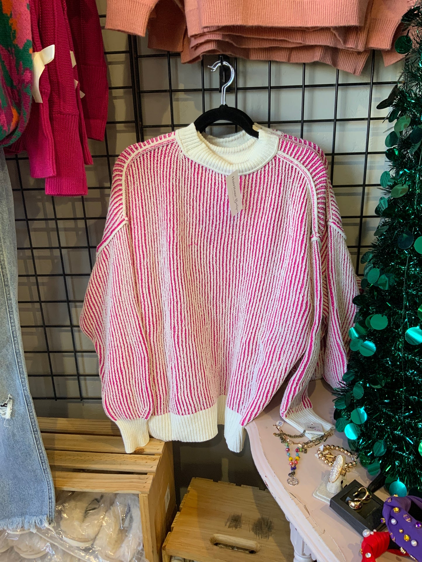 Pink ribbed sweater